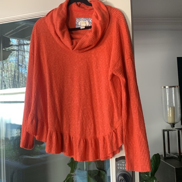 Anthropologie Maeve Cowl neck Sweater Ruffles Soft Oversized Medium Large - Picture 2 of 8
